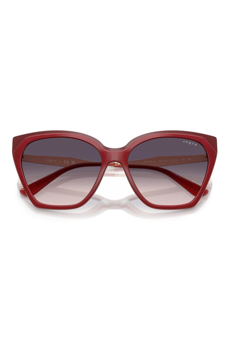 57mm Polarized Gradient Cat Eye Sunglasses, Alternate, color, RED