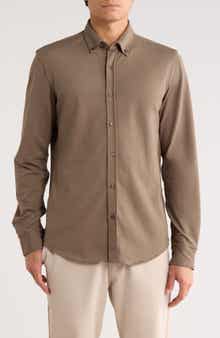 DENIM AND FLOWER Long Sleeve Piqué Button-Down Shirt