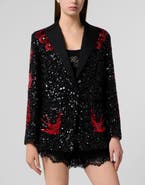 PHILIPP PLEIN Boyfriend's Fit Blazer Butterfly Tattoo Paillettes Women