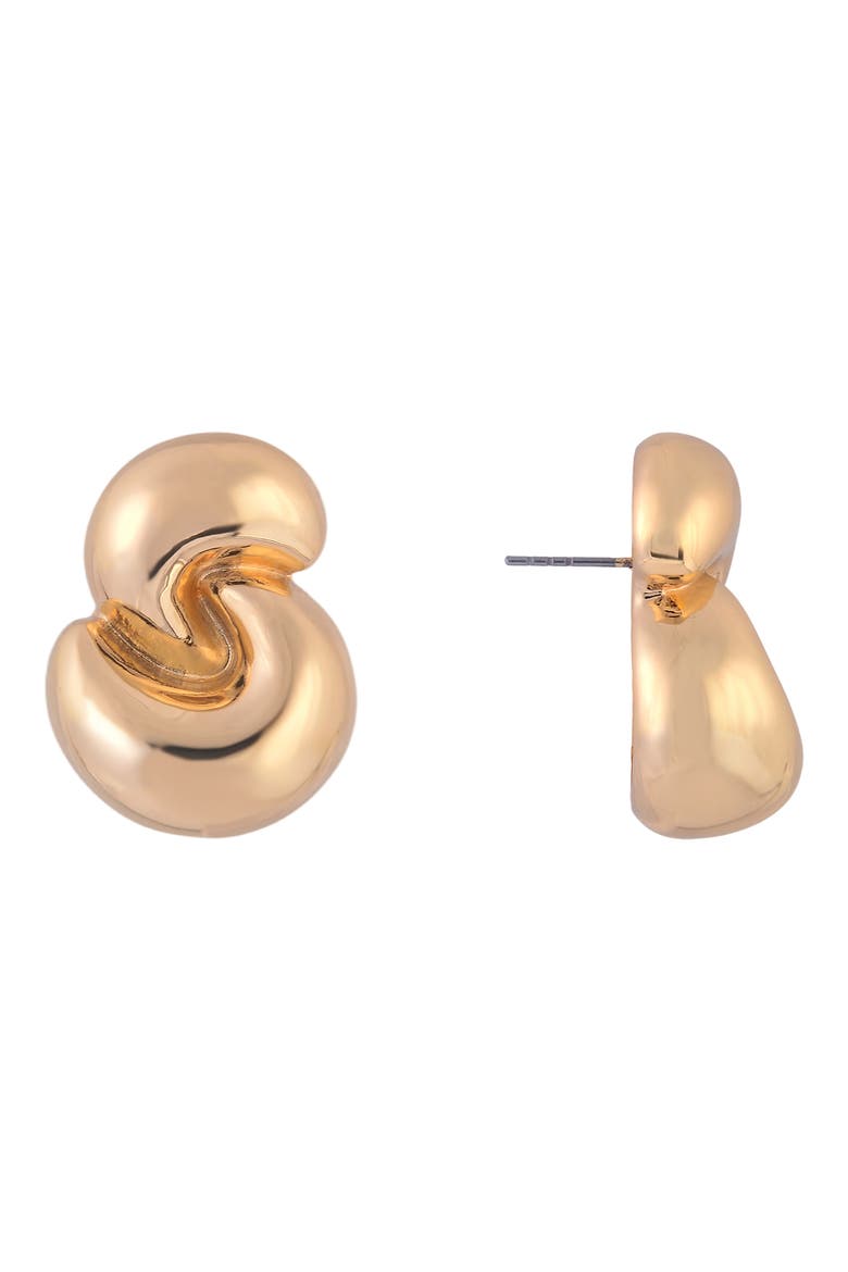 Twist Stud Earrings, Alternate, color, GOLD