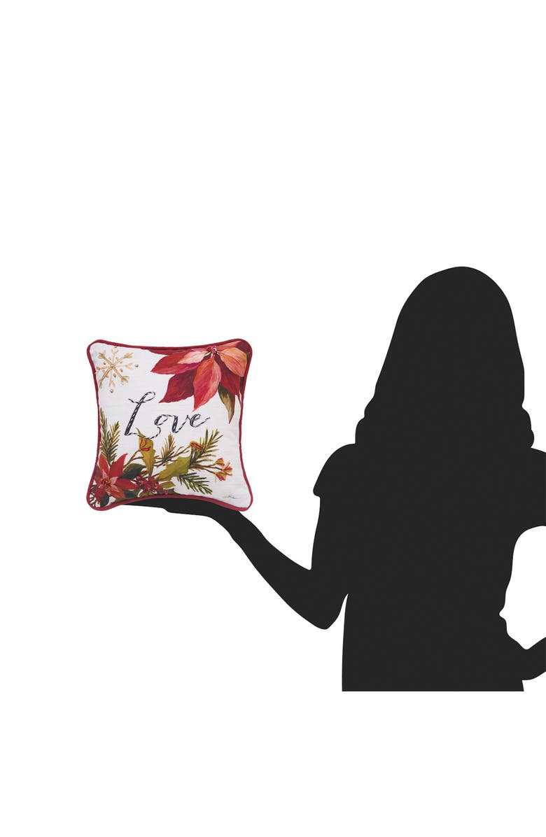C&F Home Love Poinsettia Small/Petite Christmas Accent Pillow, 10" x 10", Alternate, color, Red
