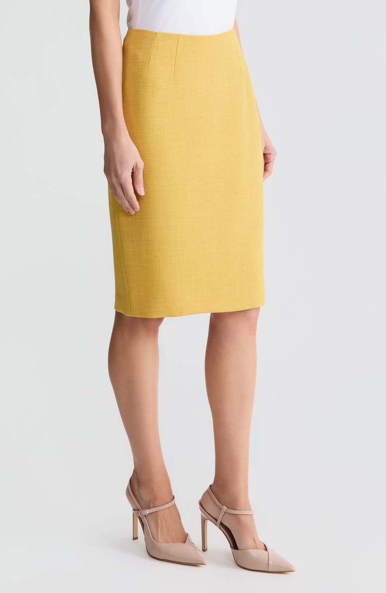KASPER Pebble Crepe Slim Skirt, Alternate, color, Butterscotch