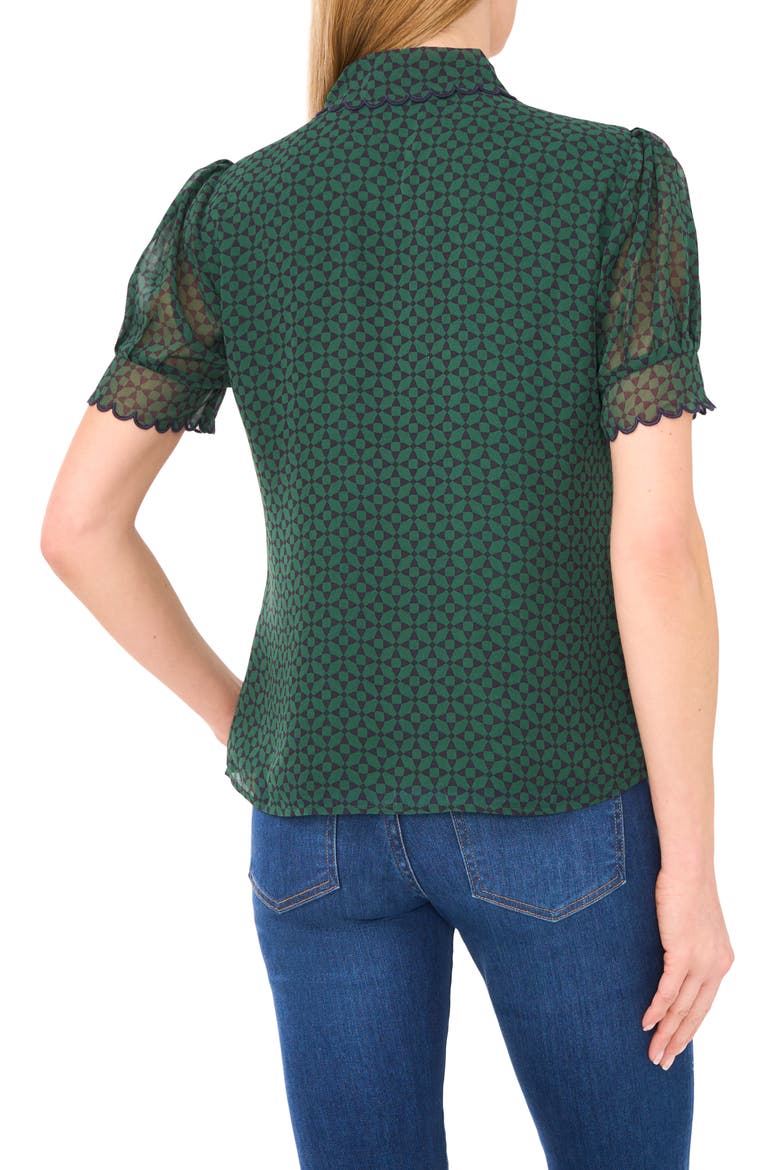 Print Scallop Shirt, Alternate, color, ALPINE GREEN