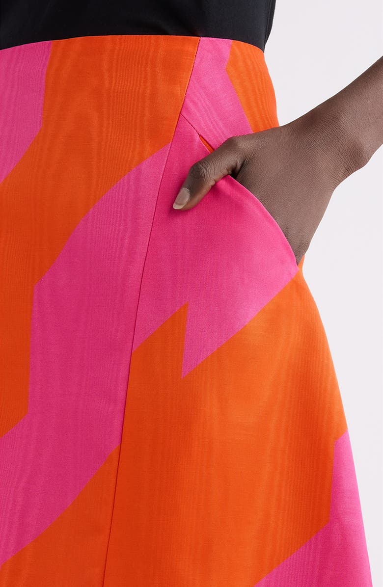 Dries Van Noten Sosy Broken Stripe Moiré A-Line Skirt, Alternate, color, Fuchsia