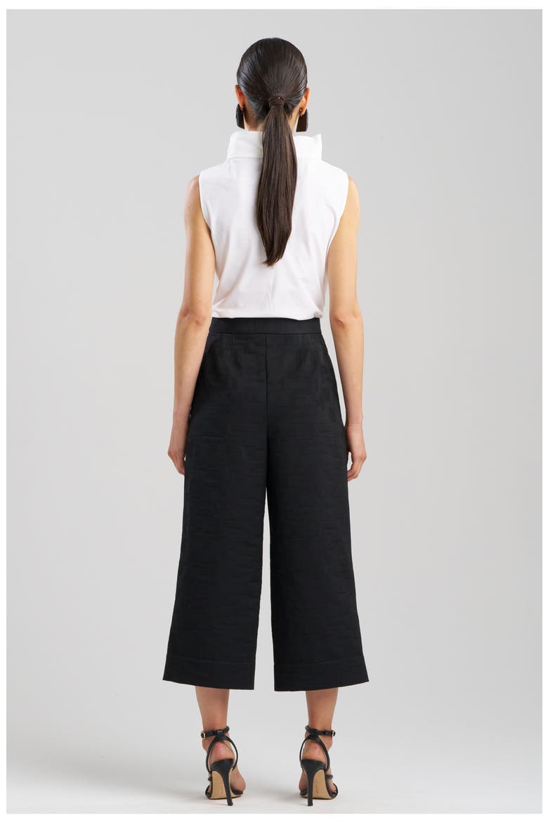 Geo Texture Jacquard Wide Leg Crop Pant, Alternate, color, Black