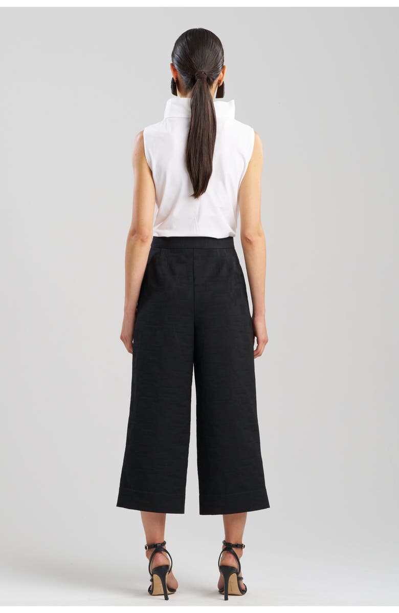 Natori Geo Texture Jacquard Wide Leg Crop Pant, Alternate, color, Black