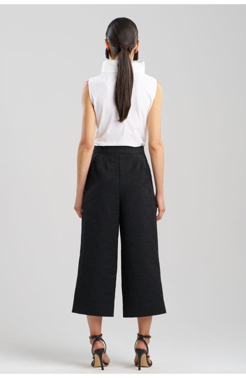 Natori Geo Texture Jacquard Wide Leg Crop Pant In Black