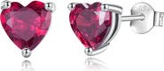 Donatello Gian Solid Sterling Silver Created Gemstone Heart Stud Earrings
