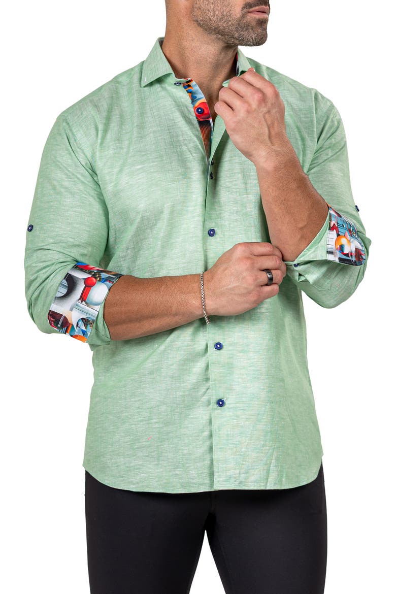 Eins Marthy Contemporary Fit Button-Up Shirt, Alternate, color, GREEN