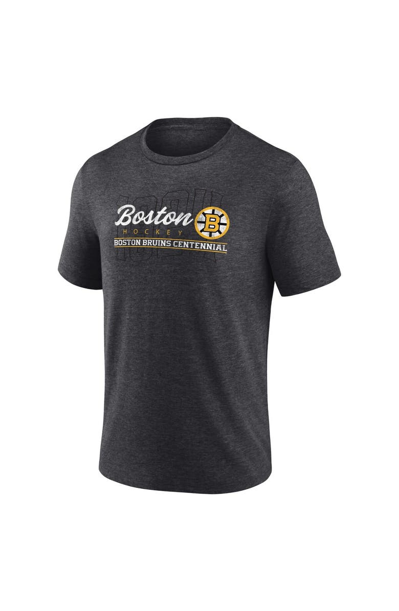 FANATICS Men's Fanatics Branded  Heather Charcoal Boston Bruins Centennial Hockey Tri-Blend T-Shirt, Alternate, color, 