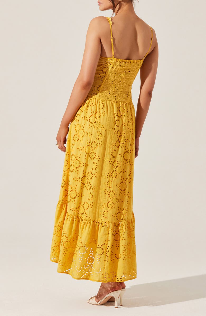 ASTR the Label Yamila Cotton Eyelet High-Low Dress, Alternate, color, Mustard