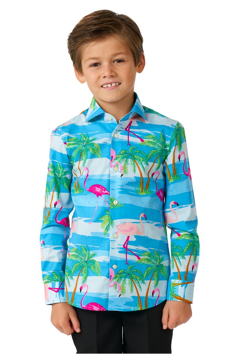 Kids' Flaminguy Dress Shirt, Main, color, MISCELLANEOUS