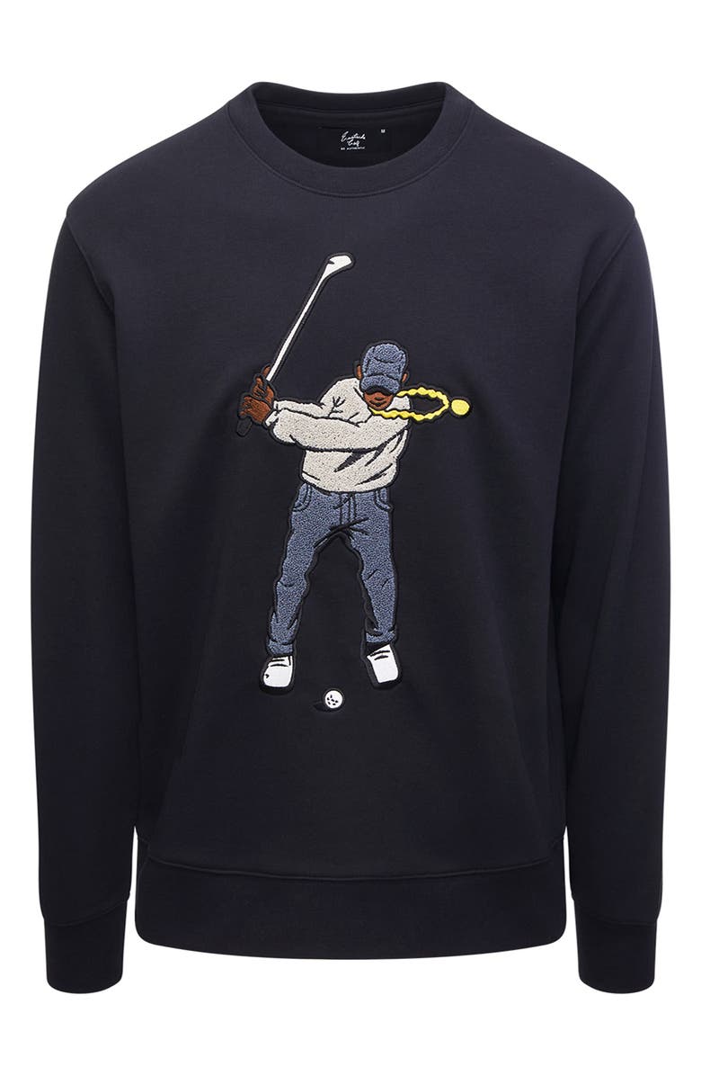 Eastside Golf Core Embroidered Swingman Crewneck Sweatshirt, Main, color, Black