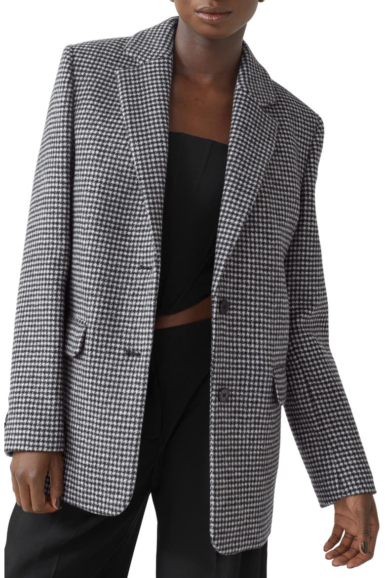 Oversize Houndstooth Wool Blend Tweed Blazer, Main, color, PEPITA CHECK
