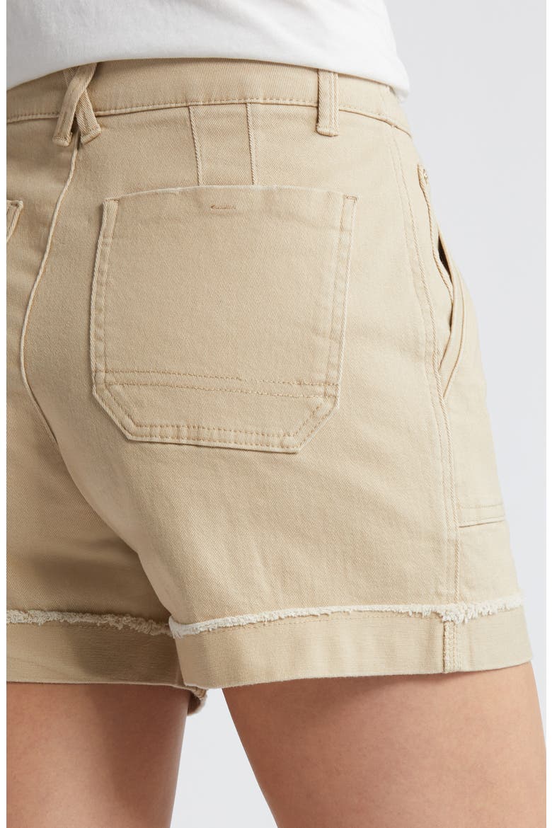 Frayed Patch Pocket High Waist Twill Shorts (Nordstrom Exclusive), Alternate, color, PALE OAK