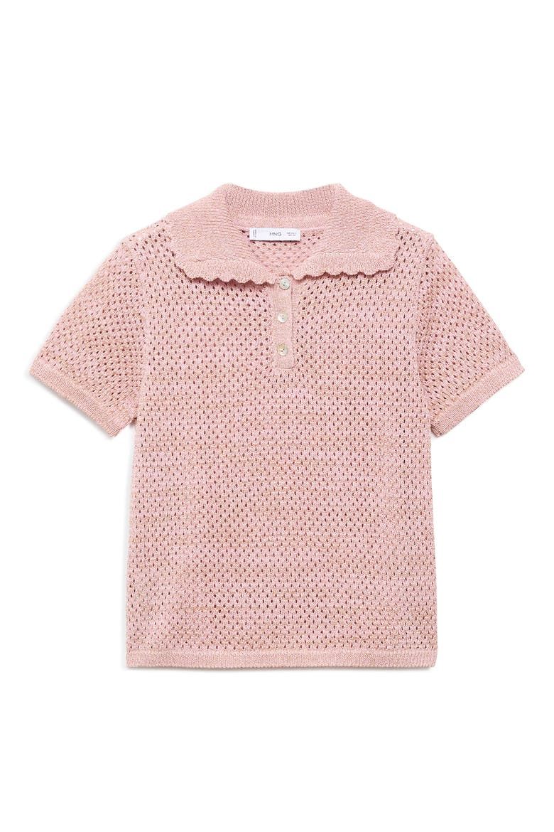 Limusin Metallic Open Stitch Polo Sweater, Alternate, color, PASTEL PINK