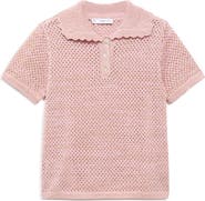 MANGO Limusin Metallic Open Stitch Polo Sweater