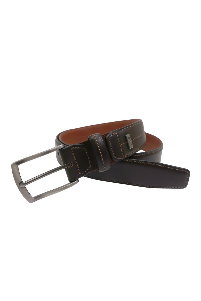 Mens Elastic Power Stretch Leather Belt, Main, color, Brown