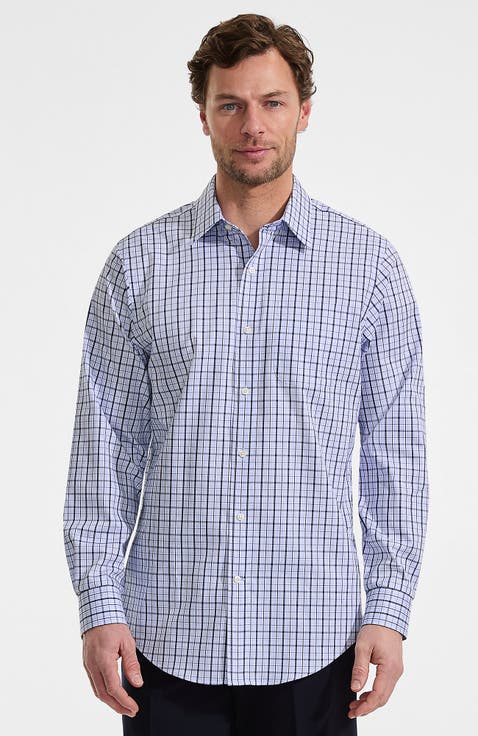 No Iron Supima Cotton Pinpoint Straight Collar Dress Shirt