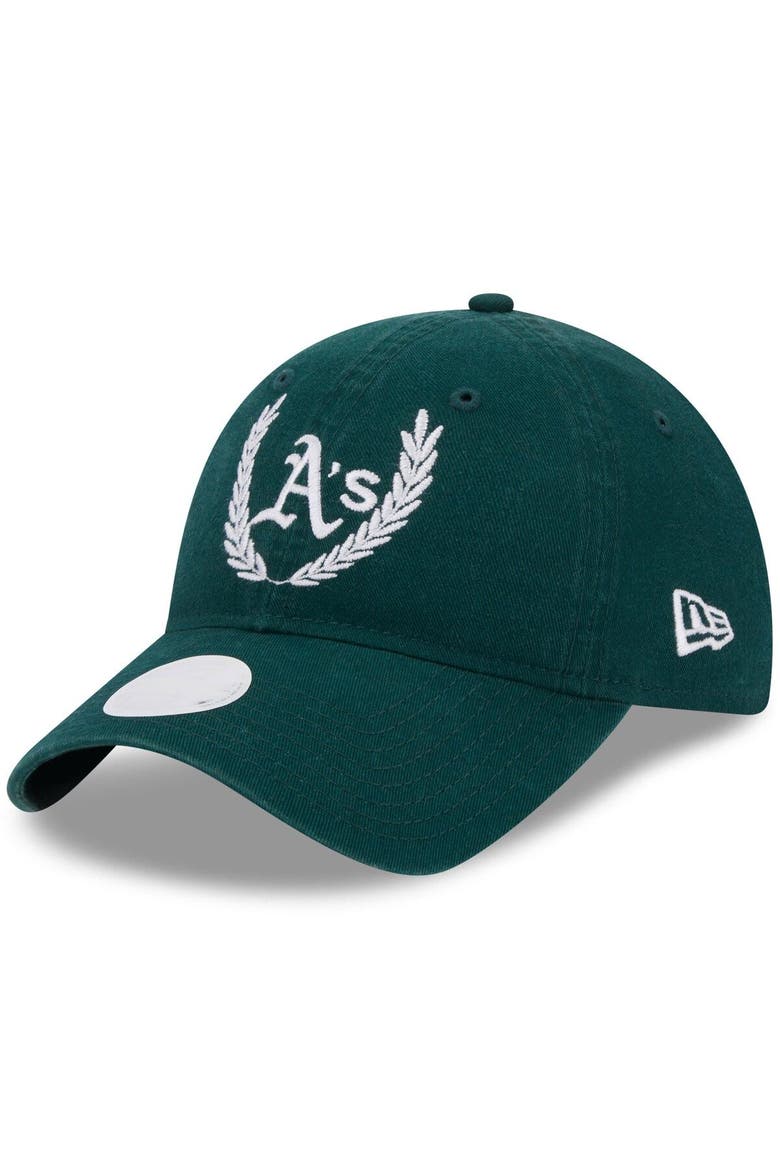 Women's New Era Green Athletics Leaves 9TWENTY Adjustable Hat, Main, color, Green
