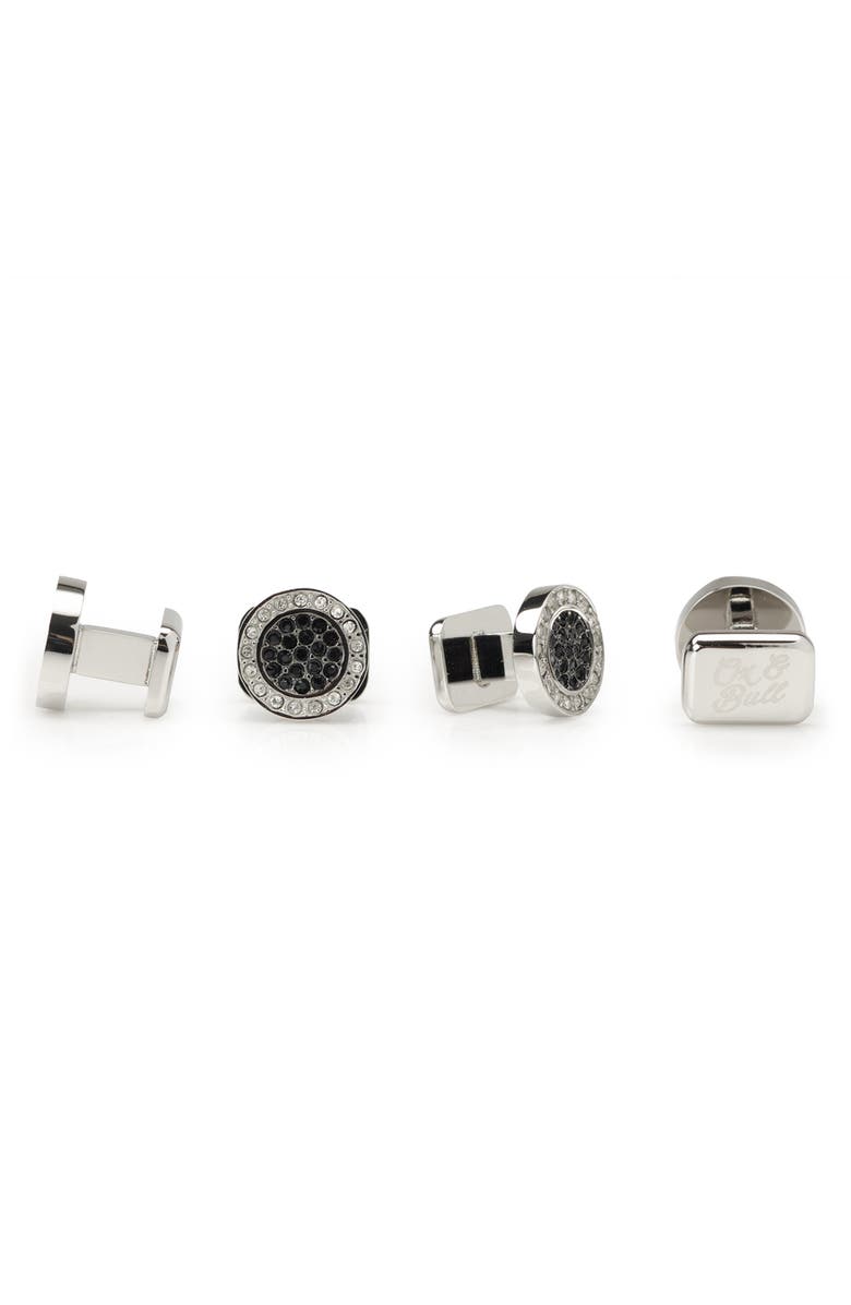 Cufflinks, Inc. Vincent De Paul White & Black Pave Crystals Stud Set, Alternate, color, Black