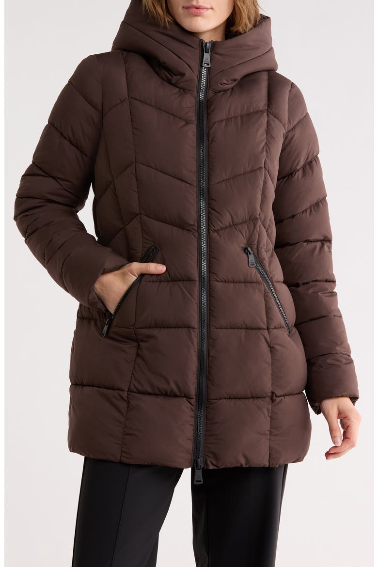 Hooded Water Resistant Puffer Jacket, Main, color, MOLE