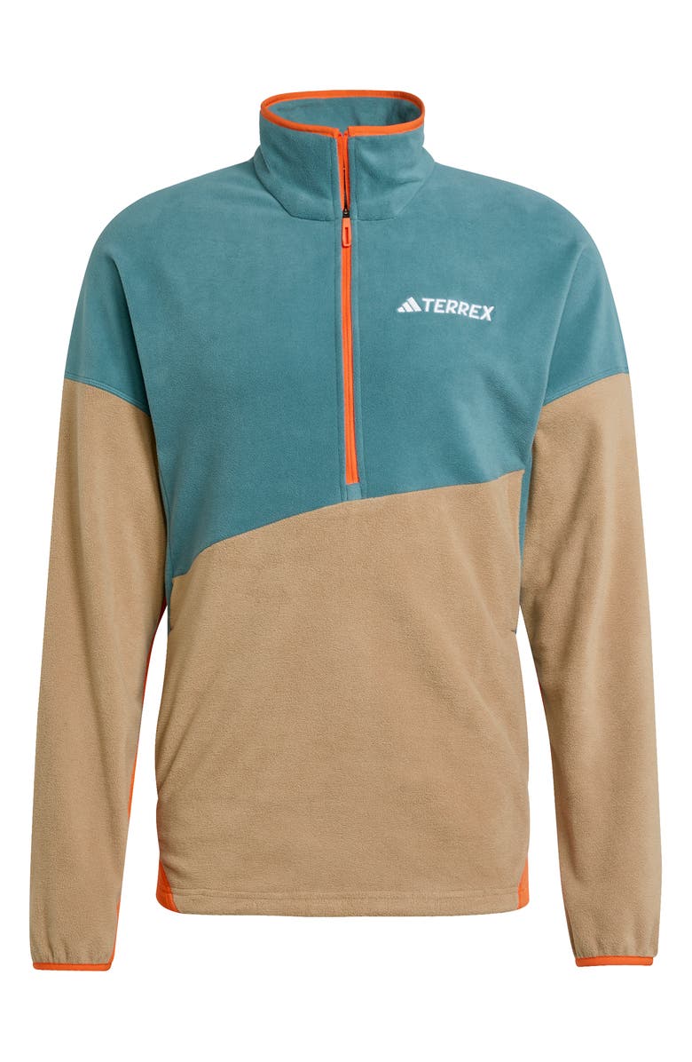 adidas Climawarm Half Zip Fleece Anorak Jacket, Alternate, color, Teal/ Cardboard/ Orange