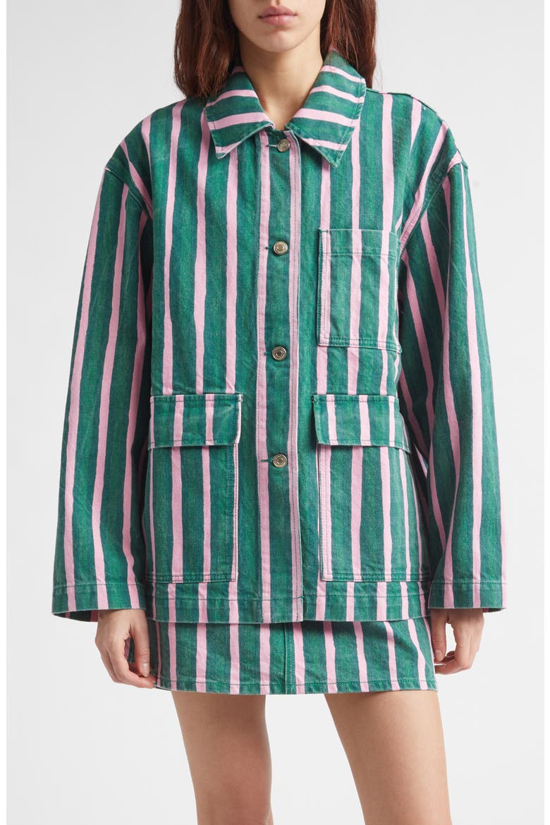 Piccolo Stripe Jacket, Main, color, GREEN PINK