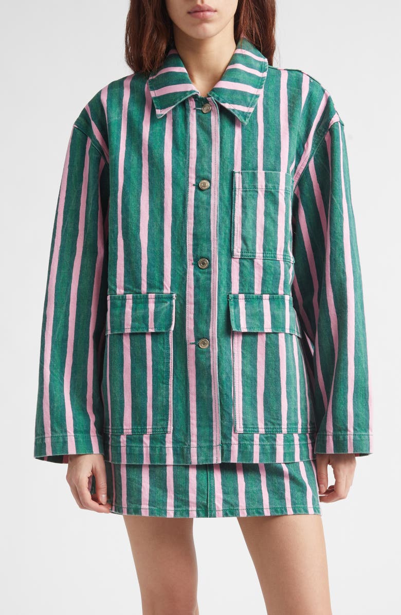 Marimekko Piccolo Stripe Jacket, Main, color, Green Pink