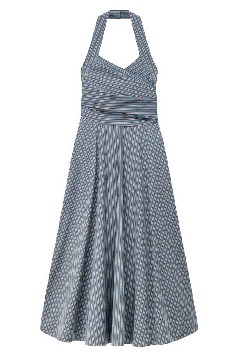 Magnolia Striped Halter Cotton Midi Dress, Alternate, color, CARBON BLUE MULTI
