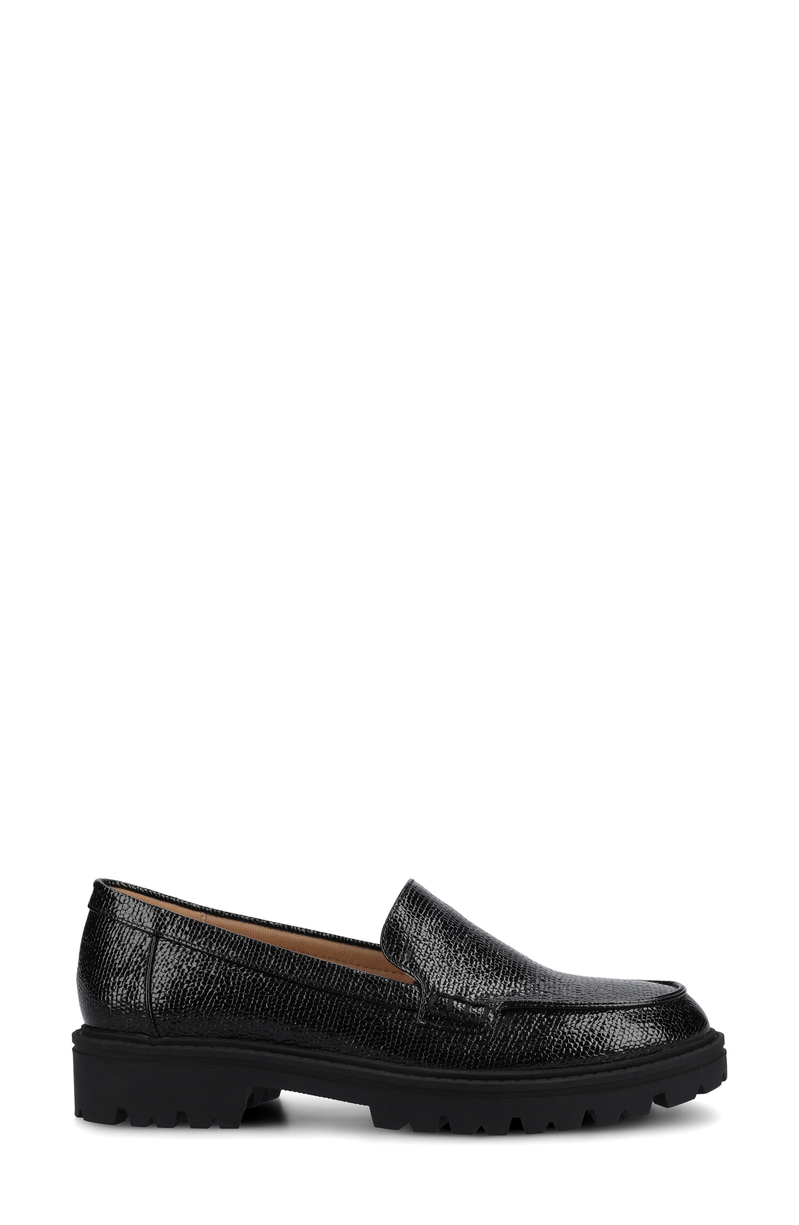 Journee Collection Ericka Lug Sole Platform Loafer - Wide Width, Alternate, color, Black Lizard
