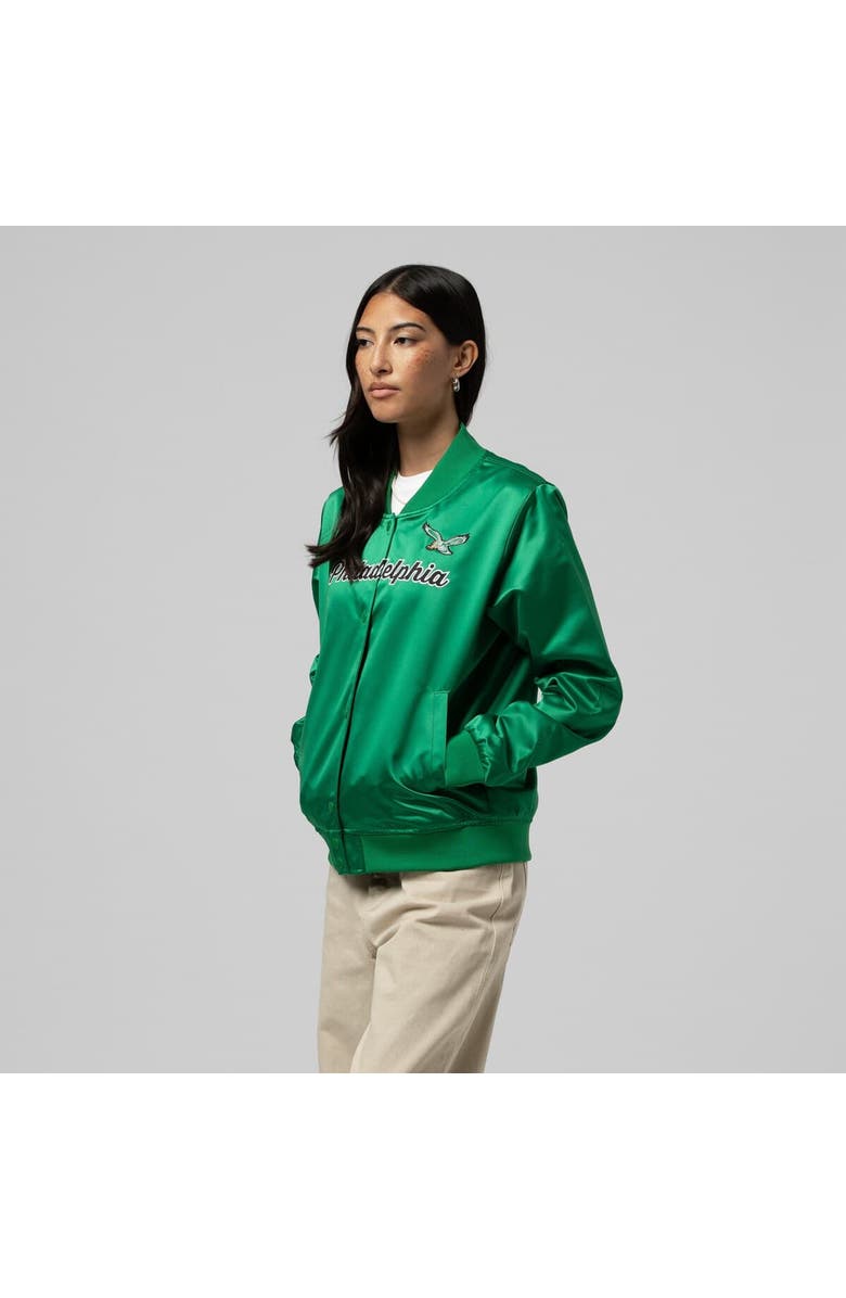 Mitchell & Ness Women's Mitchell & Ness  Kelly Green Philadelphia Eagles Full-Snap Satin Jacket, Main, color, Kelly Green