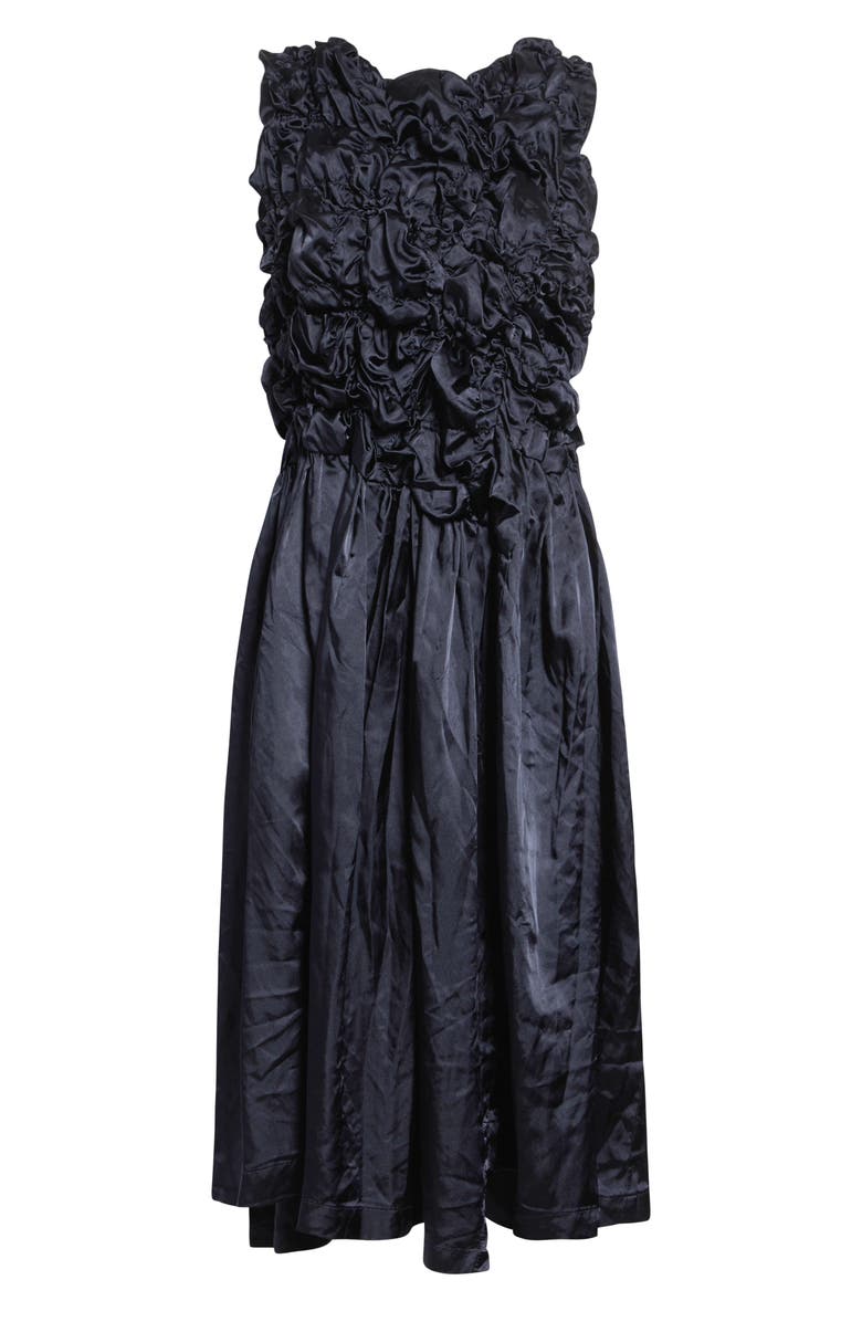 Comme des Garçons Comme des Garçons Gathered Ruffle Satin Dress, Main, color, Navy