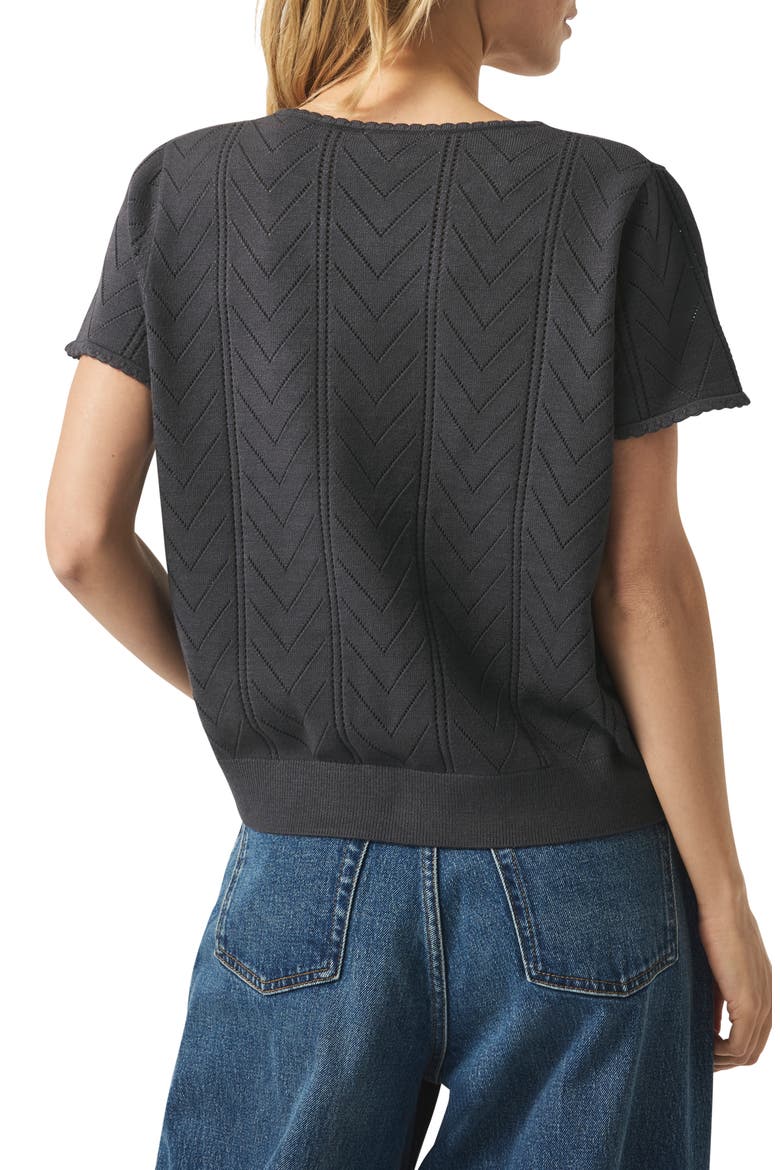 Sabrina Pointelle Short Sleeve Sweater, Alternate, color, LEAD