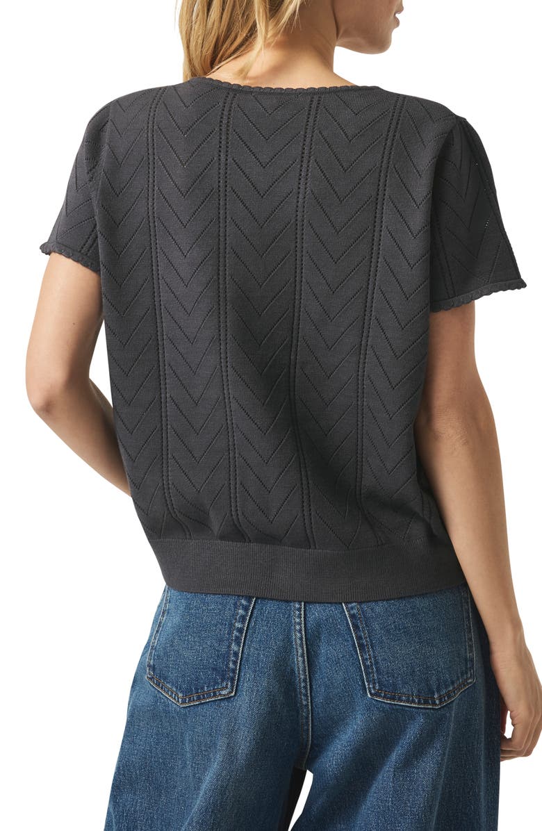 Splendid Sabrina Pointelle Short Sleeve Sweater, Alternate, color, 