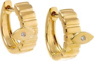BY ADINA EDEN Diamond Evil Eye Ridged Huggie Earring 14K