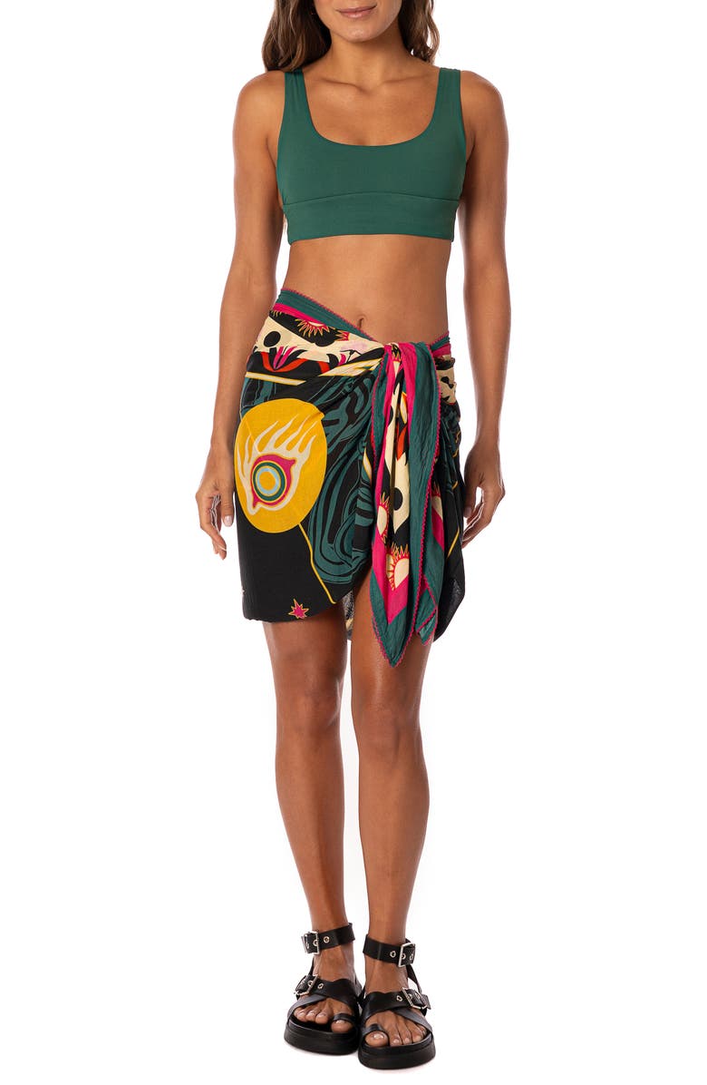 Maaji Flamingo Night Isla Cover-Up Pareo, Alternate, color, Black