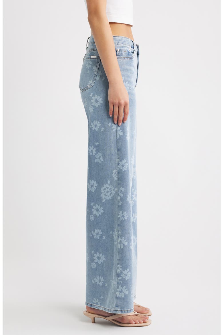 Floral Print Wide Leg Jeans, Alternate, color, LIGHT INDIGO