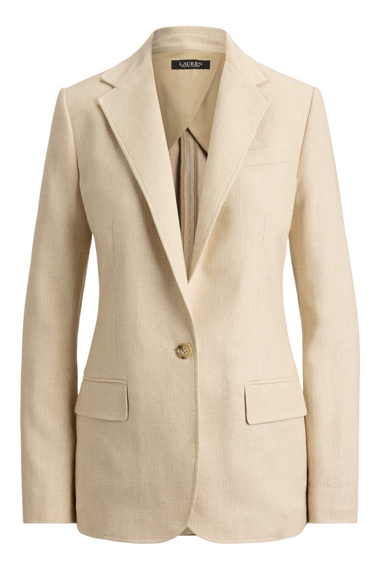 Linen Blend One-Button Blazer, Alternate, color, BEIGE/ CREAM MULTI