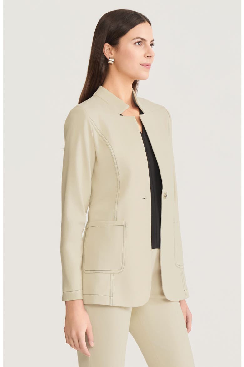 Tailored LuxeStretch Ponte Single Button Blazer, Alternate, color, Black/White