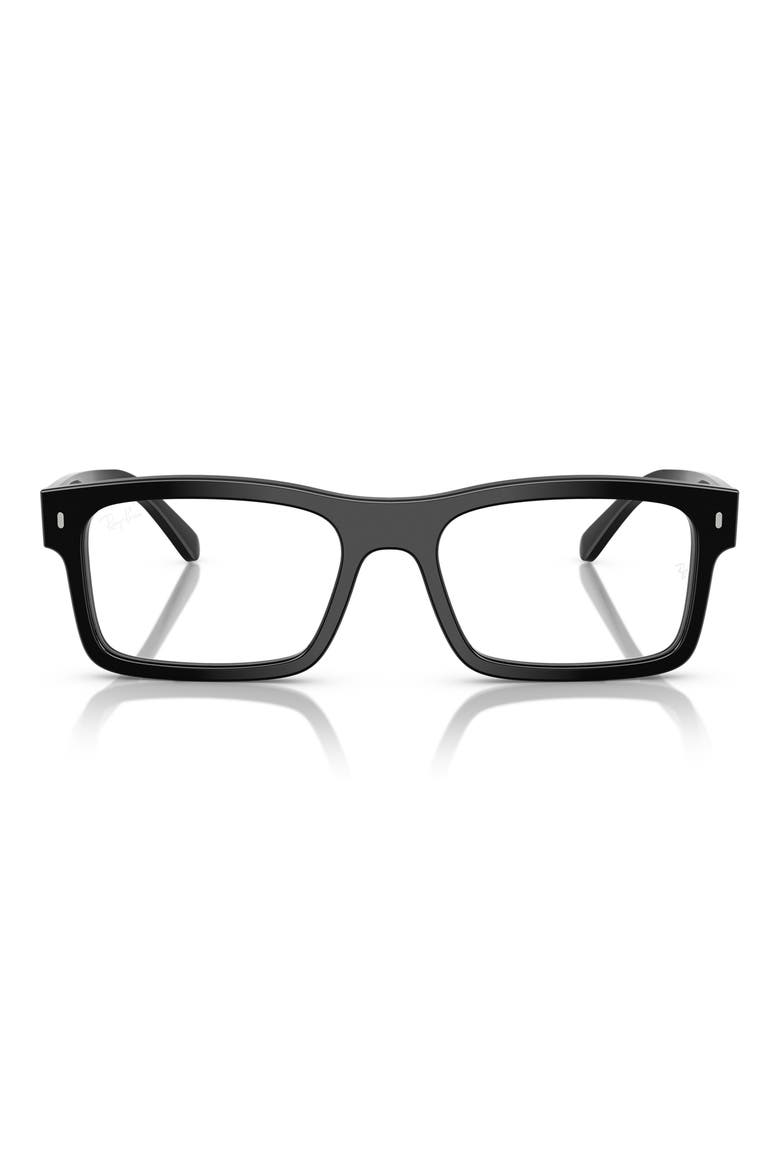 56mm Rectangle Optical Glasses, Main, color, BLACK