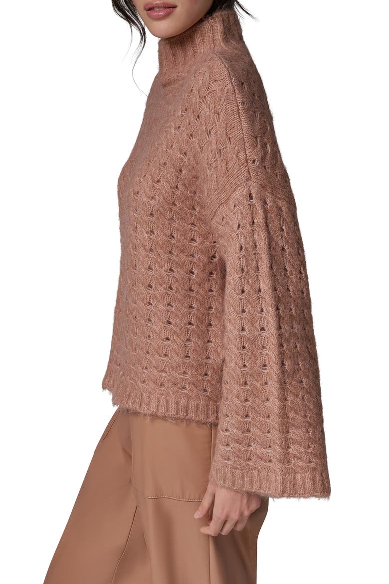 Basket Weave Turtleneck Sweater, Alternate, color, CAMEL