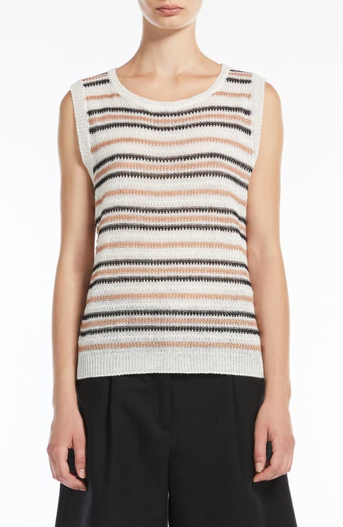 Weekend Max Mara Ciad Stripe Sleeveless Linen Sweater In Desert
