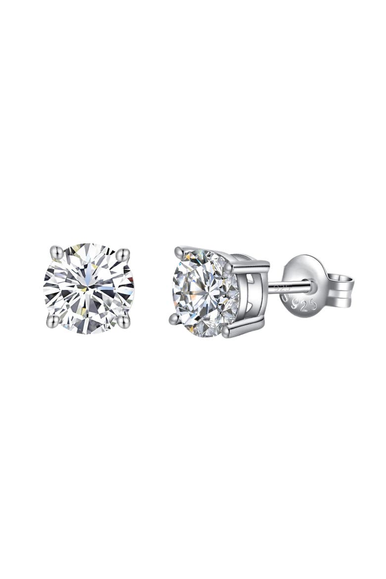 Sterling Silver Round Moissanite Studs, Main, color, Silver