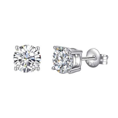 Sterling Silver Round Moissanite Studs