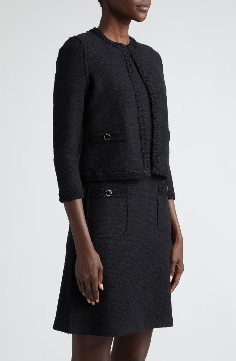 ST. JOHN Embroidered Bouclé Knit Jacket, Alternate, color, 