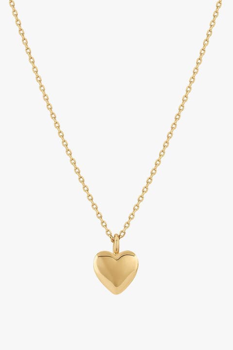 14k Gold Plated Puffed Heart Necklace Holiday Gift Idea