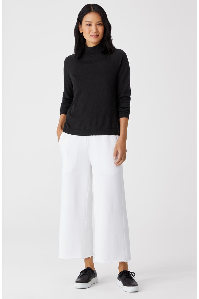 Funnel Neck Linen & Cotton Sweater, Alternate, color, BLACK