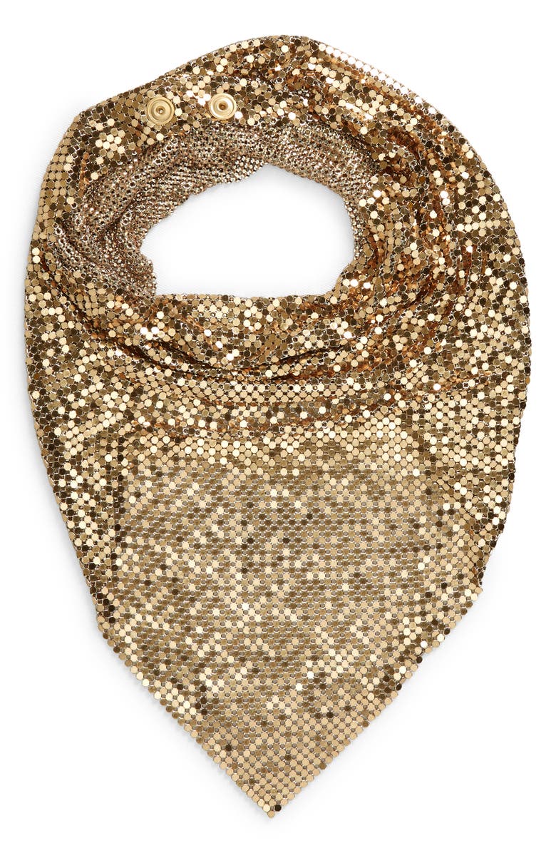 Rabanne Pixel Metallic Chain Mail Mesh Triangle Scarf, Alternate, color,