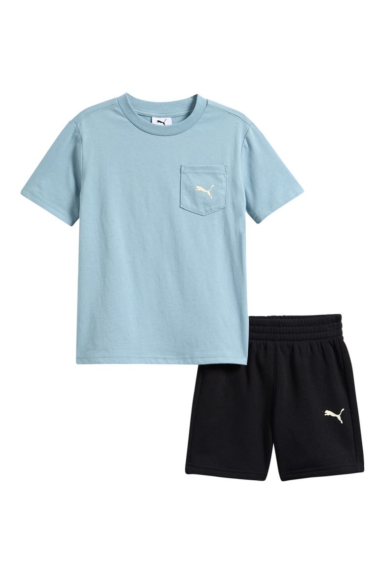 Kids' Pocket T-Shirt & Sweat Shorts Set, Main, color, ICE BLUE